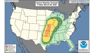 Significant Severe Weather Outbreak Possible Friday From Texas and Oklahoma Through Arkansas, Missouri, Illinois and Into the Midwest With Tornado, Large Hail and Damaging Wind Threat
