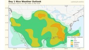 Southeast and Gulf States Including Alabama, Georgia and Florida Stand Out as “Perfect Weather” Zone While Midwest and Plains Turn Simply Pleasant