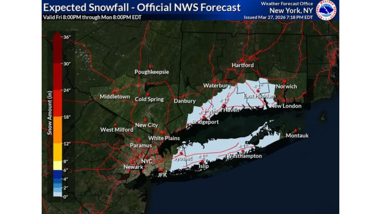 Southern Connecticut and Long Island Face Overnight Snow Showers With Dusting to Light Coating Expected Saturday Morning