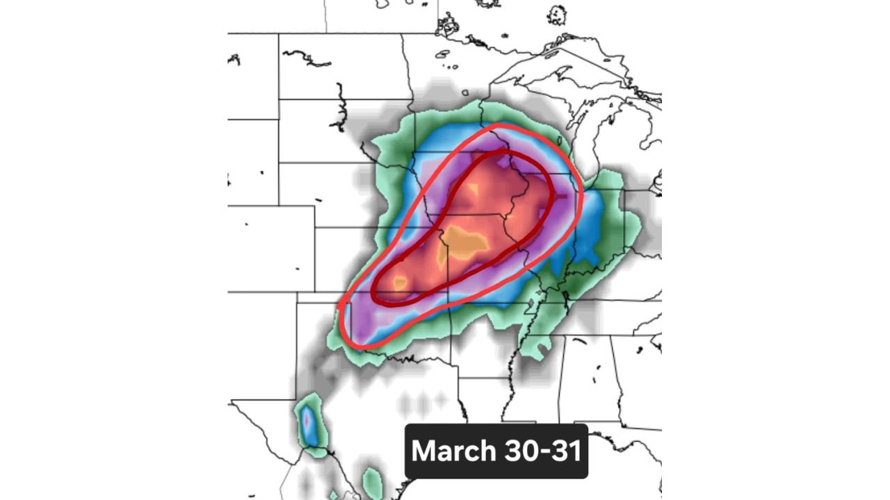Texas, Oklahoma, Kansas, Missouri, Iowa, Illinois Face Growing March 30–31 Severe Storm Threat With Supercells Possible