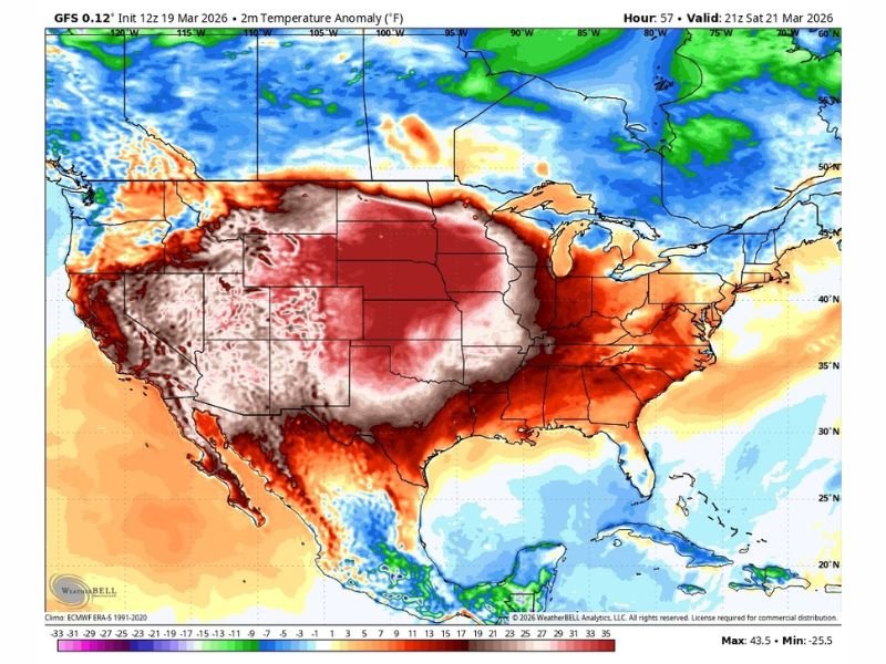 Texas, Oklahoma, Kansas, Nebraska, Missouri, Arkansas, Louisiana Facing Record-Breaking March Heat Surge as Mid-Summer Temperatures Explode Across Central and Eastern U.S.