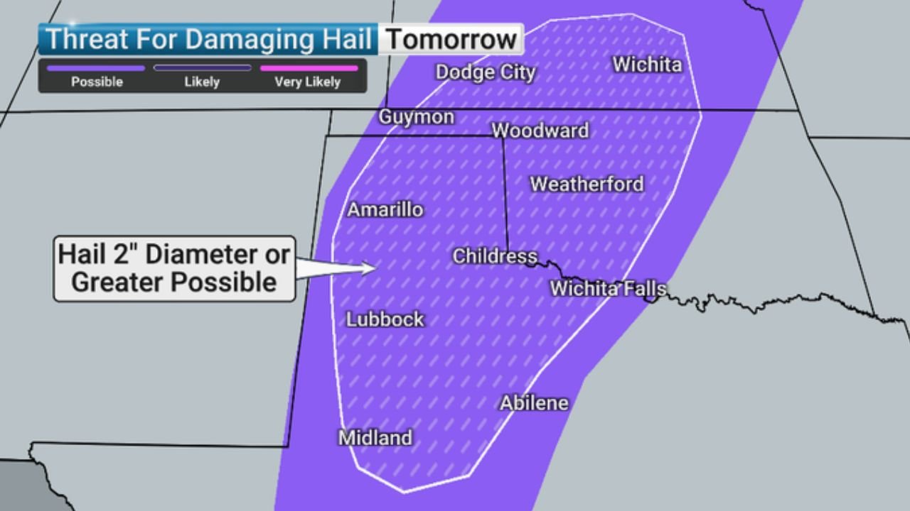 Texas Panhandle, Western Oklahoma and Southern Kansas Brace for Tornadoes, 2-Inch Hail and 75 MPH Winds as Thursday Supercells Erupt