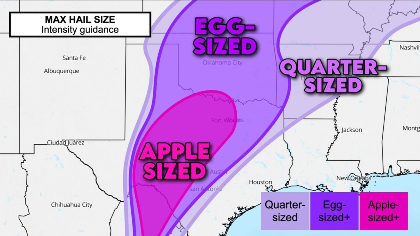 “Texas-Sized” Hail Threat Tonight: Apple-Size or Larger Possible Across Edwards Plateau and Central Texas