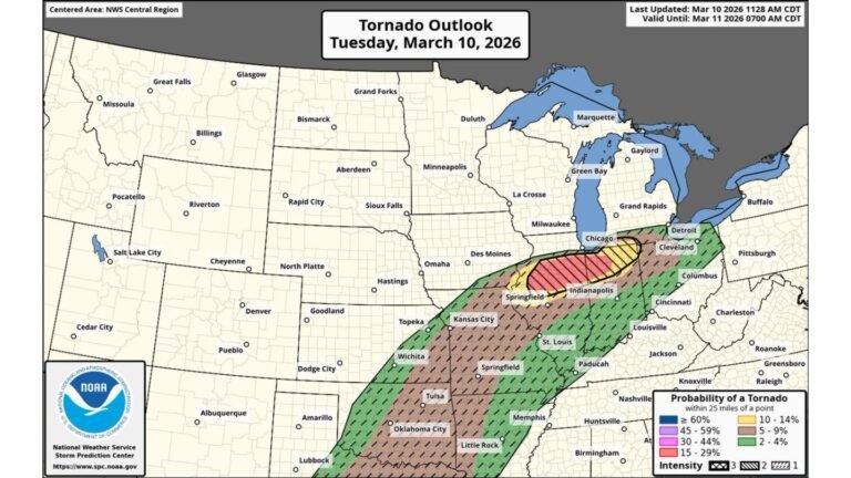 Tornado Risk Upgraded to MODERATE (Level 4/5): Illinois and Indiana Brace for Potential EF2–EF3+ Twisters This Afternoon and Tonight