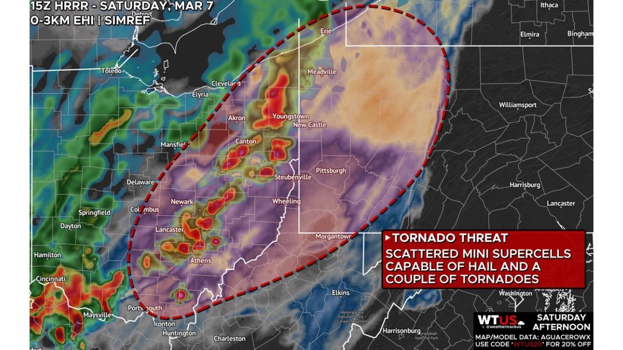 Tornado Threat Intensifies Across Eastern Ohio and Western Pennsylvania: Mini Supercells Target Akron, Youngstown, Canton and Pittsburgh With EF2+ Risk Not Ruled Out