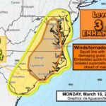 Virginia, Maryland, North Carolina and South Carolina Brace for Level 3 ‘Enhanced’ Severe Storm Risk Monday, With 70+ MPH Winds and Tornado Threat