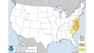 Virginia, Maryland, North Carolina and South Carolina Placed Under Rare 30% Severe Risk for Monday as Damaging Winds and Tornadoes Loom