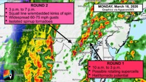 Virginia, Maryland, and Washington DC Prepare for Two Rounds of Severe Storms Monday With Tornado Risk First and 75 MPH Squall Line Later