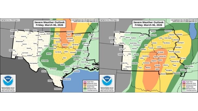 Widespread Severe Weather Threat Friday From Texas Through Oklahoma, Kansas and Missouri With Risk of EF2+ Tornadoes, 74+ MPH Winds and 2-Inch Hail