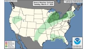 Wisconsin, Iowa, Illinois, Indiana, Ohio, Michigan, and Pennsylvania Face Isolated to Scattered Severe Storm Threat Monday and Tuesday With Damaging Winds, Hail, and Low-End Tornado Risk