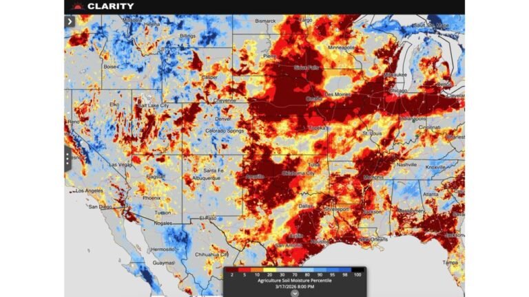 Central U.S. Dry Pattern Intensifies as Texas, Oklahoma, Kansas and Midwest Face Below-Normal Rainfall and Worsening Soil Moisture Into Early April