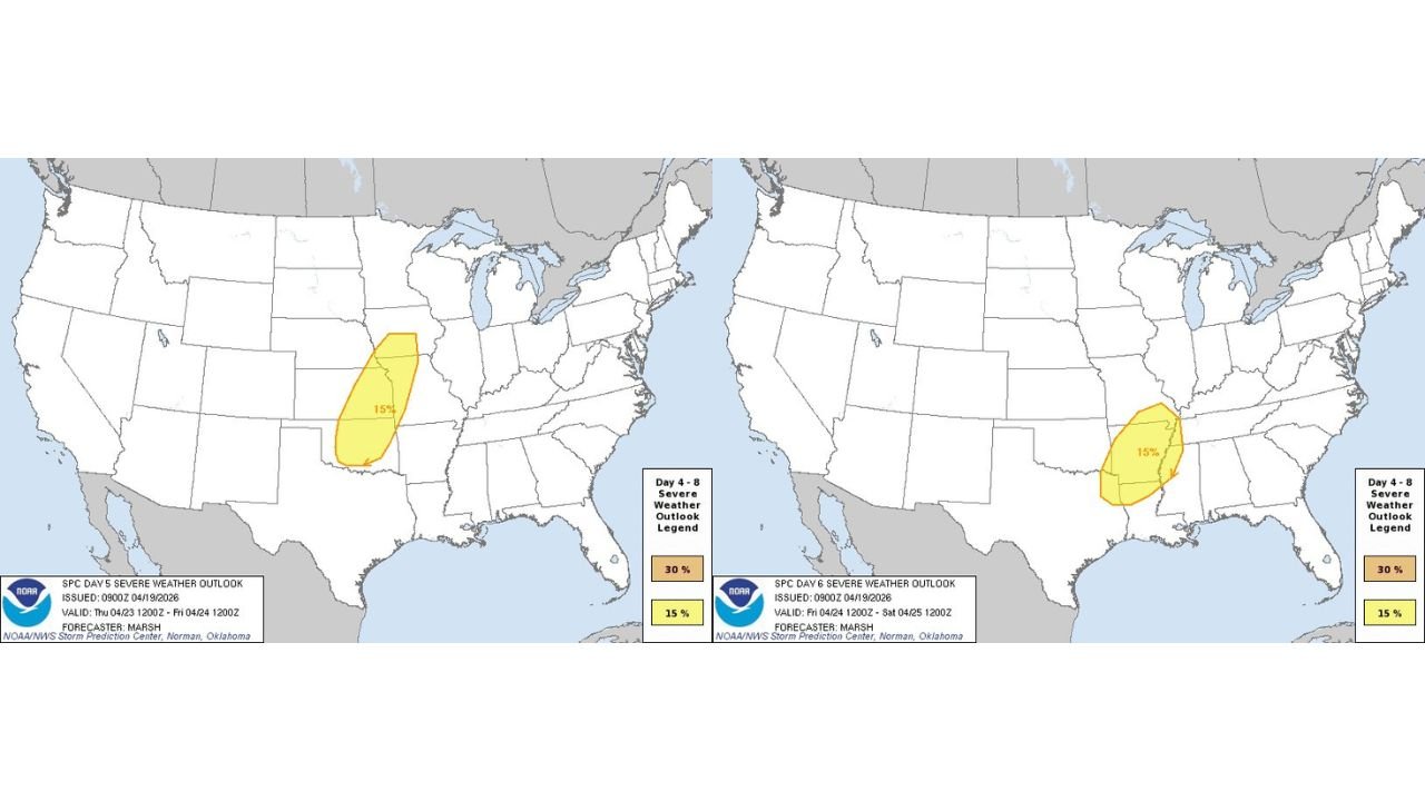 15 Percent Severe Storm Probability Covers Plains and Mid-South Thursday and Friday With All Hazards on the Table