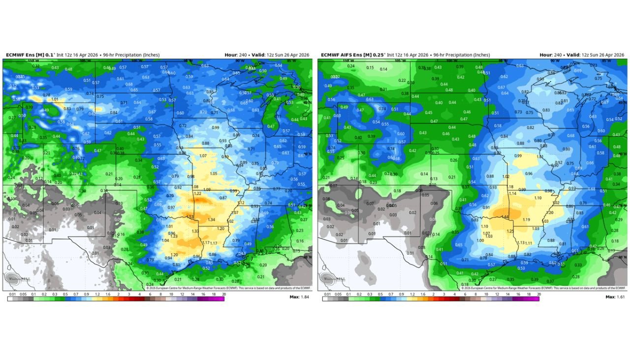 6-Day Rainfall Outlook April 22 to 26 Shows Above Normal Precipitation for the South but Drought Areas May See Less Than Forecast