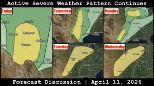 Active Severe Weather Pattern Continues Through Middle Of Next Week From Southern Plains To Great Lakes As Multi-Day Stretch Brings Severe Storm Chances Saturday Through Wednesday April 11 To 15 2026 Across Central And Eastern United States