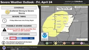 All Severe Hazards Possible as Scattered Strong to Severe Storms Target Arkansas Friday Afternoon Into Friday Night