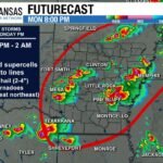 Arkansas Faces Scattered Supercells, Very Large Hail and Isolated Tornadoes From 5 PM Through 2 AM Tuesday