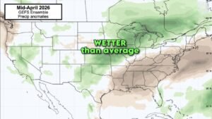 Arkansas, Missouri, Illinois and Great Lakes Region Turn Wetter Than Normal as Mid-April Storm Pattern Expands Beyond Plains