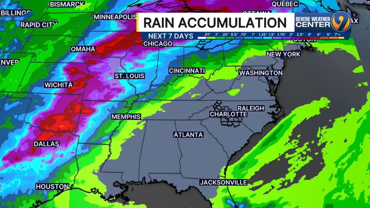 Carolinas Stay Dry as Heavy Rain Targets Texas, Oklahoma and Midwest With Storm Track Locked West Through Next 7 Days