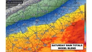 Carolinas and Georgia Face Cloudy, Cool and Damp Saturday With Heavy Rain Near the Coast and a Sharp Gradient Inland