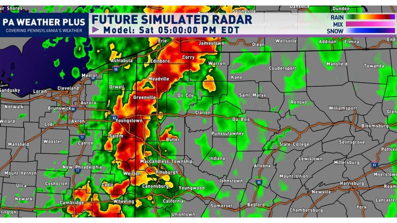 Dangerous Squall Line With 55 to 65 MPH Gusts and Tornado Risk Targets Western Pennsylvania This Afternoon