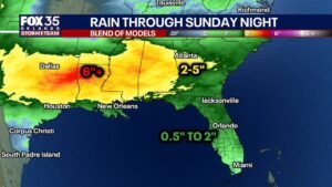 Deep South, Florida and Georgia Face Heavy Rain and Strong Storms From Friday Night Through Sunday With Big Temperature Drop to Follow