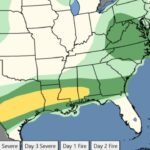 Deep South, Gulf States and Mid-Atlantic Face Severe Storm Threat Today With Storm Cluster Likely From Texas Through the Gulf Coast