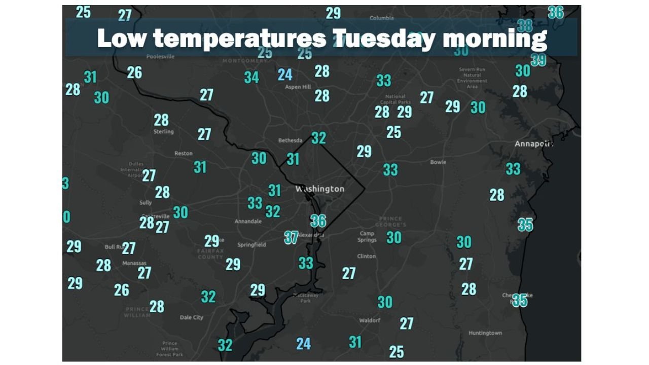 Dulles Airport Shatters 1983 Record Low as DC Region Plunges to 25 Degrees Tuesday Morning Damaging Early Spring Crops