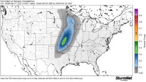 Elevated Tornado Threat Detected for the Central Plains and Midwest on Thursday April 23