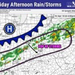 Friday Pop Up Storms Expected From Indiana Through Ohio Into Pennsylvania With Brief Downpours and Lightning Risk