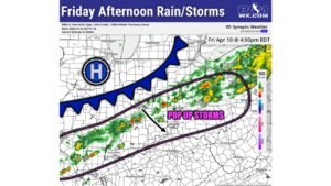 Friday Pop Up Storms Expected From Indiana Through Ohio Into Pennsylvania With Brief Downpours and Lightning Risk