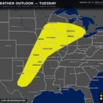 Growing Severe Weather Risk Tuesday April 14 Targets Plains And Midwest From Oklahoma And Kansas Through Missouri Illinois Iowa And Wisconsin With Damaging Winds Large Hail And Tornadoes Possible