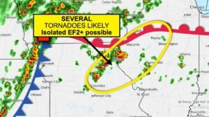Illinois Cities Quincy, Peoria, Macomb and Bloomington Face Increasing Tornado Risk This Evening With Potential for Isolated EF2+ Storms