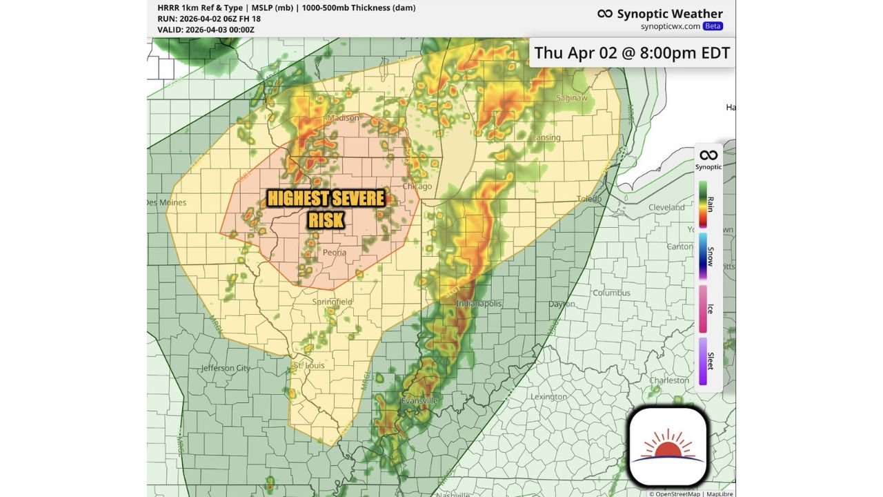 Illinois, Indiana and Wisconsin Face Evening Supercell Storm Threat With Damaging Winds Pushing Into Central Indiana