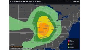 Illinois, Missouri, Arkansas and Indiana Face Severe Weather Outbreak Today With Several Strong Tornadoes, Very Large Hail and Damaging Winds Likely