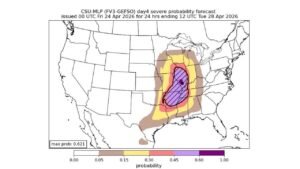 Illinois, Missouri, Arkansas and Mississippi Face Classic Tornado Outbreak on Monday April 27 With 62 Percent Probability