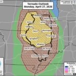 Illinois and Indiana Brace for Widespread Significant Severe Weather Monday April 27 With Strong Tornadoes, Large Hail and Damaging Winds