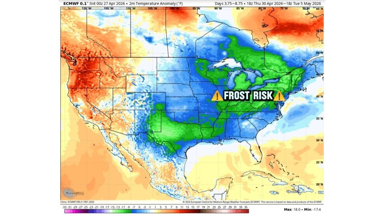 Indiana, Illinois and the Midwest Face Cooler Than Normal May With Frost Risk After Today's Severe Weather Clears