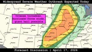 Intense Tornadoes, Hurricane Force Winds and Giant Hail Threaten the Great Lakes to Southern Plains in a Widespread Outbreak Today