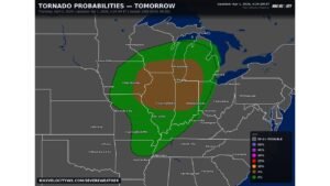 Iowa, Illinois, Wisconsin, Indiana, and Missouri Face Elevated Tornado Threat Thursday April 2 With EF2 or Stronger Tornadoes Possible Across Chicago, Milwaukee, Des Moines, Indianapolis, and St. Louis if Morning Convection Clears in Time