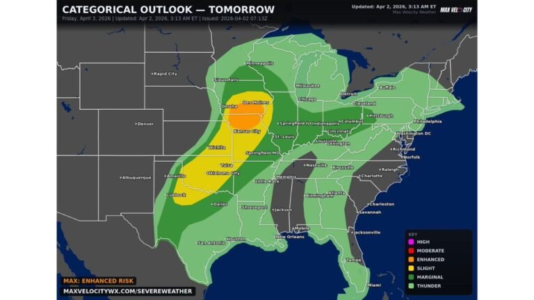 Iowa, Illinois and Missouri Face Renewed Severe Storm Threat Friday With Tornado Risk, Large Hail and Damaging Winds Expected
