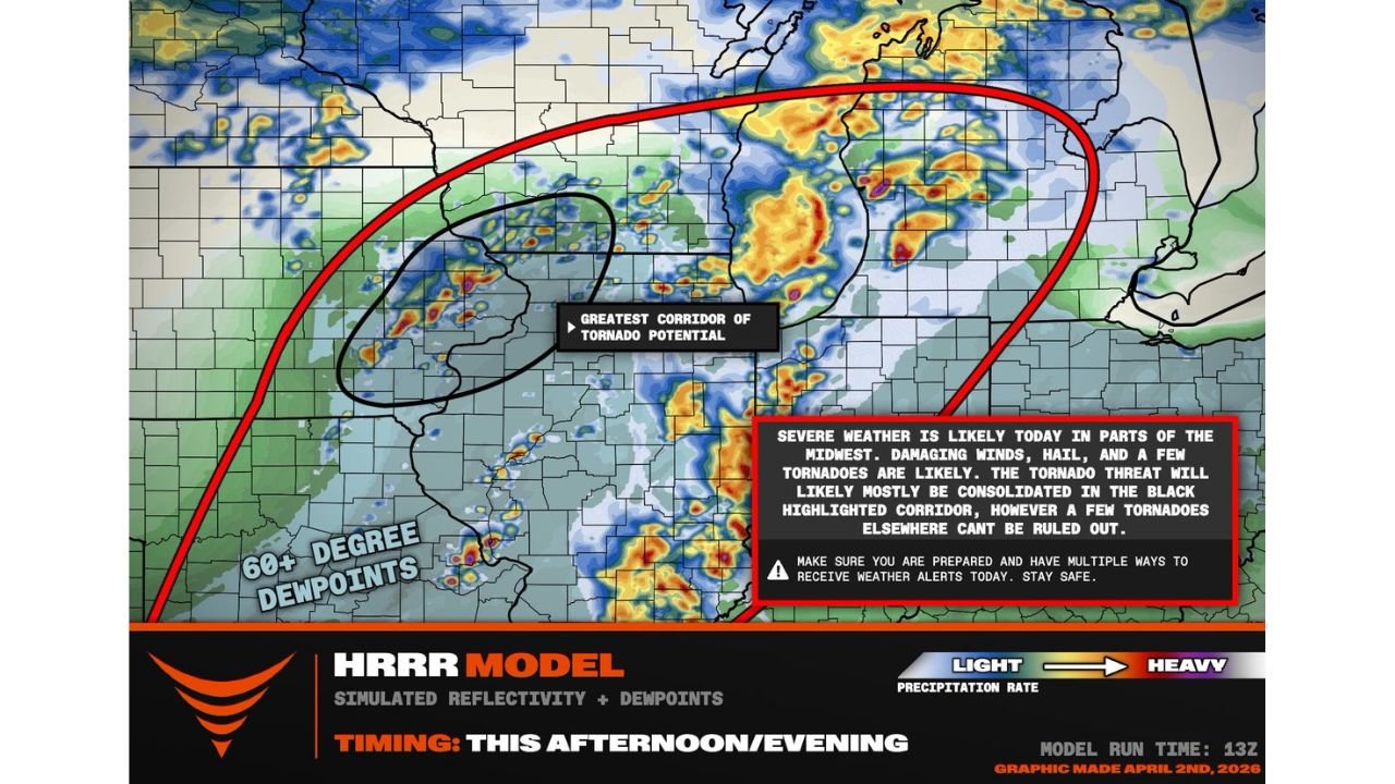 Iowa, Illinois and Wisconsin Face Strong Tornado Risk With Fast-Moving Supercells Targeting Davenport to Milwaukee Corridor