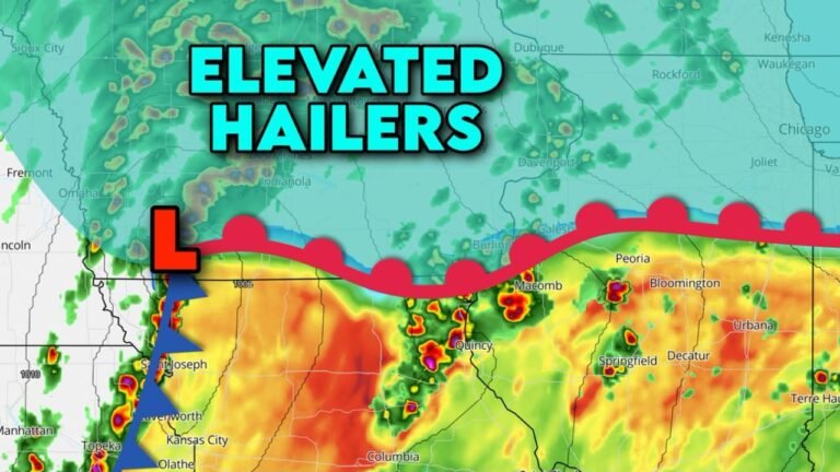 Iowa and Northern Illinois Face Elevated Hail Threat as Storms Ride North of Warm Front With Limited Tornado Risk