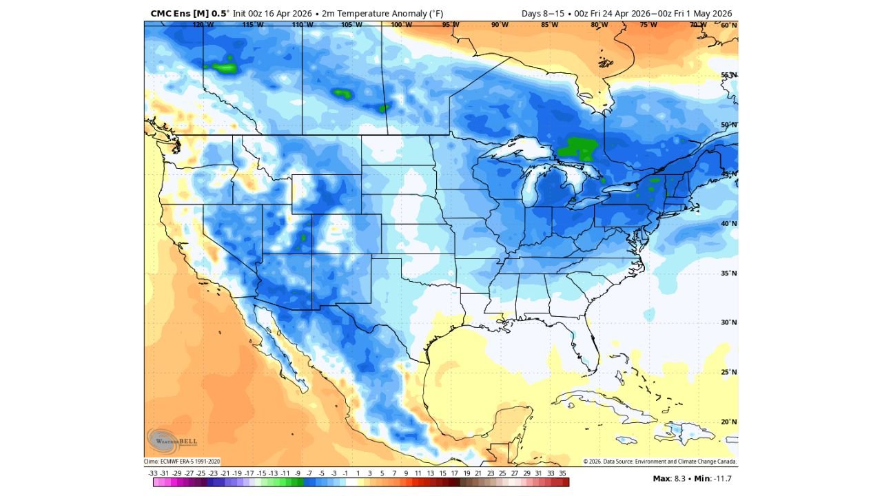 Major Cold Wave Warning for Late April Into May as Forecasters Compare Pattern to the Destructive 2020 Cold Event