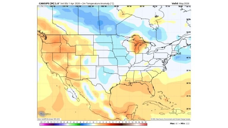 Maryland, Virginia and Mid-Atlantic Face Cool April Swings Before Warmer Finish as Western U.S. Holds Stronger Heat Into May