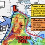 Memphis, St. Louis and Western Kentucky Face Several EF2 Tornadoes Monday as the Mississippi Valley Warm Sector Covers Six States Simultaneously