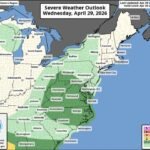 Mid-Atlantic, Carolinas, and Southeast Face Evening Storm Threat This Wednesday With Isolated Tornado Possible Between 5 and 11 PM