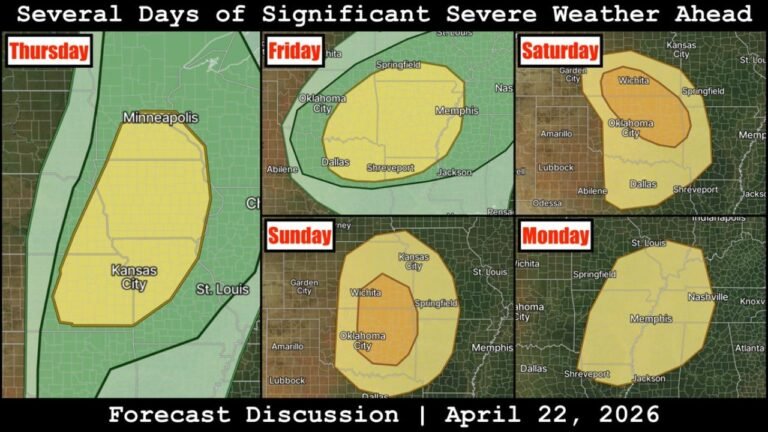 Minneapolis to Memphis and Oklahoma City to Nashville Face 5 Days of Significant All-Hazards Severe Weather Thursday Through Monday