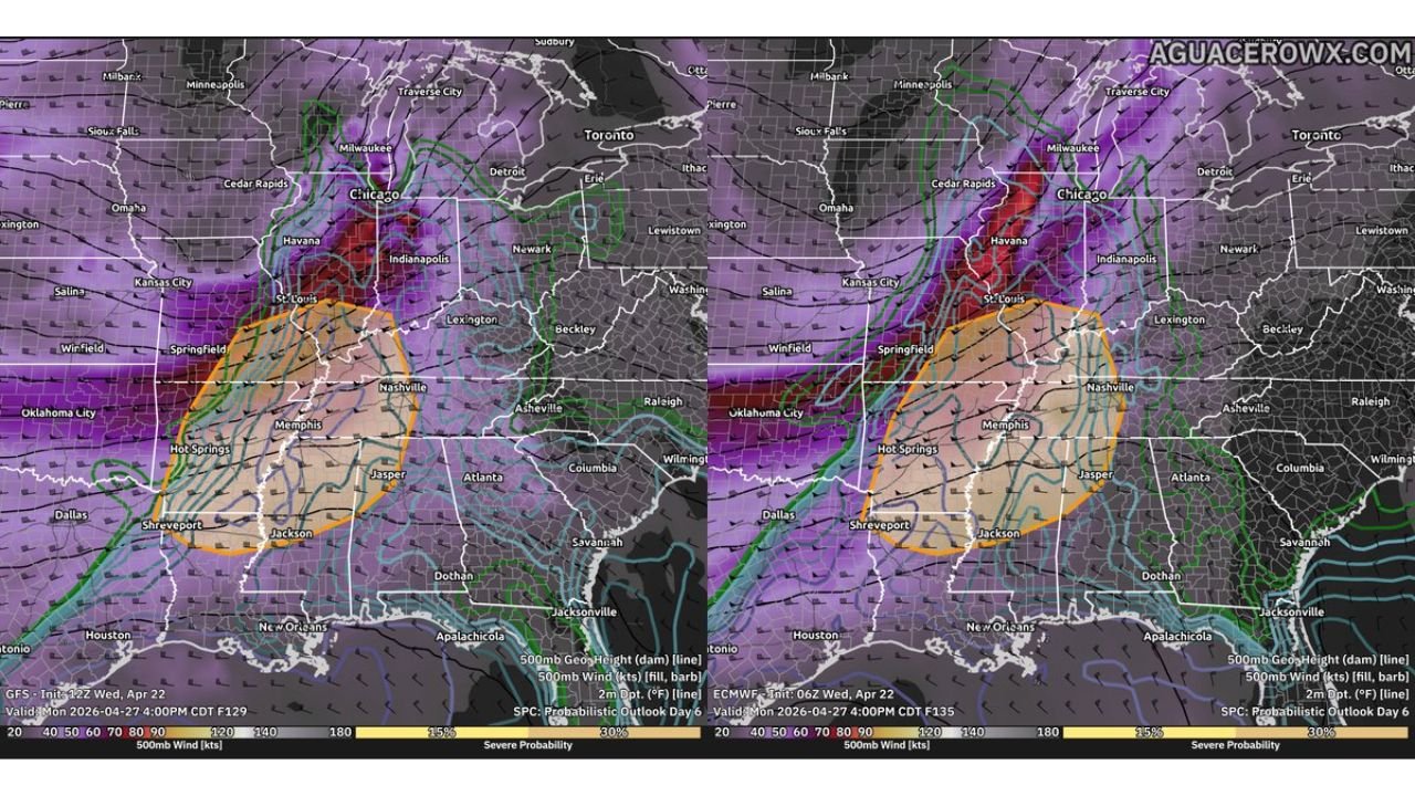 Monday April 27 Severe Weather Ceiling Remains High as Tennessee Arkansas and Illinois Face Significant Risk With Models Trending North