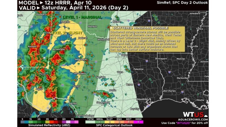 New Mexico, Texas, Oklahoma Under Slight Risk Saturday as Roswell, Amarillo, San Angelo Face Hail, Damaging Winds and Isolated Tornado Threat