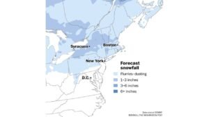 New York, Pennsylvania, Massachusetts and Interior Northeast Could See Late-Season Snow Monday Night Into Tuesday With Minor Accumulations Possible